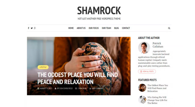 Shamrock: тема WordPress для ведения блога с одной колонкой