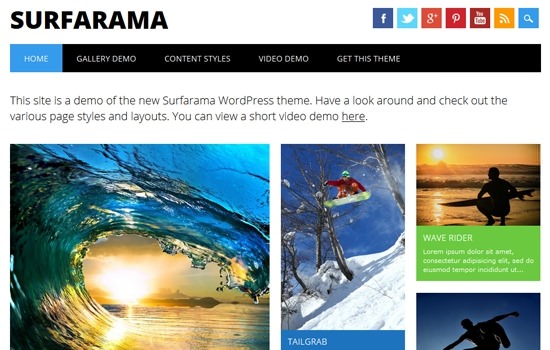 Surfarama: плоская тема с динамическим макетом