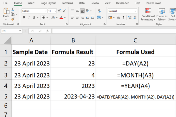 день, месяц и год в электронной таблице Excel