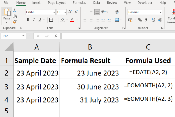 Функции Edate и emonth в электронной таблице Excel