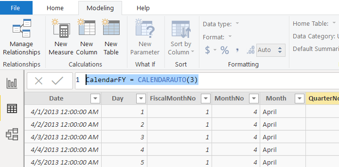 Автоматическая функция календаря в Power BI. Источник: Майкрософт