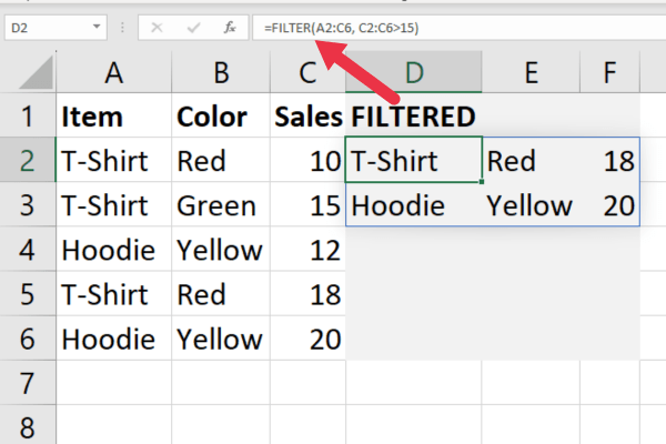Функция фильтра в таблице Excel